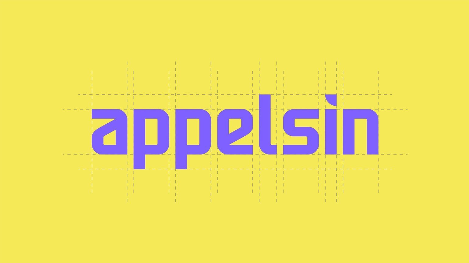 типографика для логотипа на латинице фиолетового цвета на жёлтом фоне