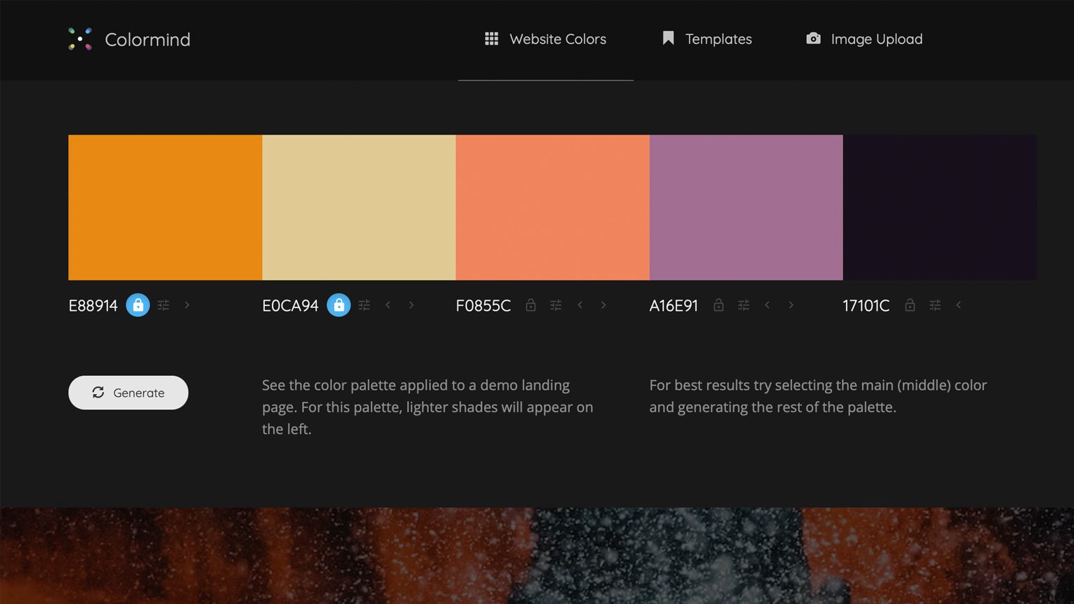 цветовая схема для сайта с оранжевым, бежевым, лососёвым и сиреневым