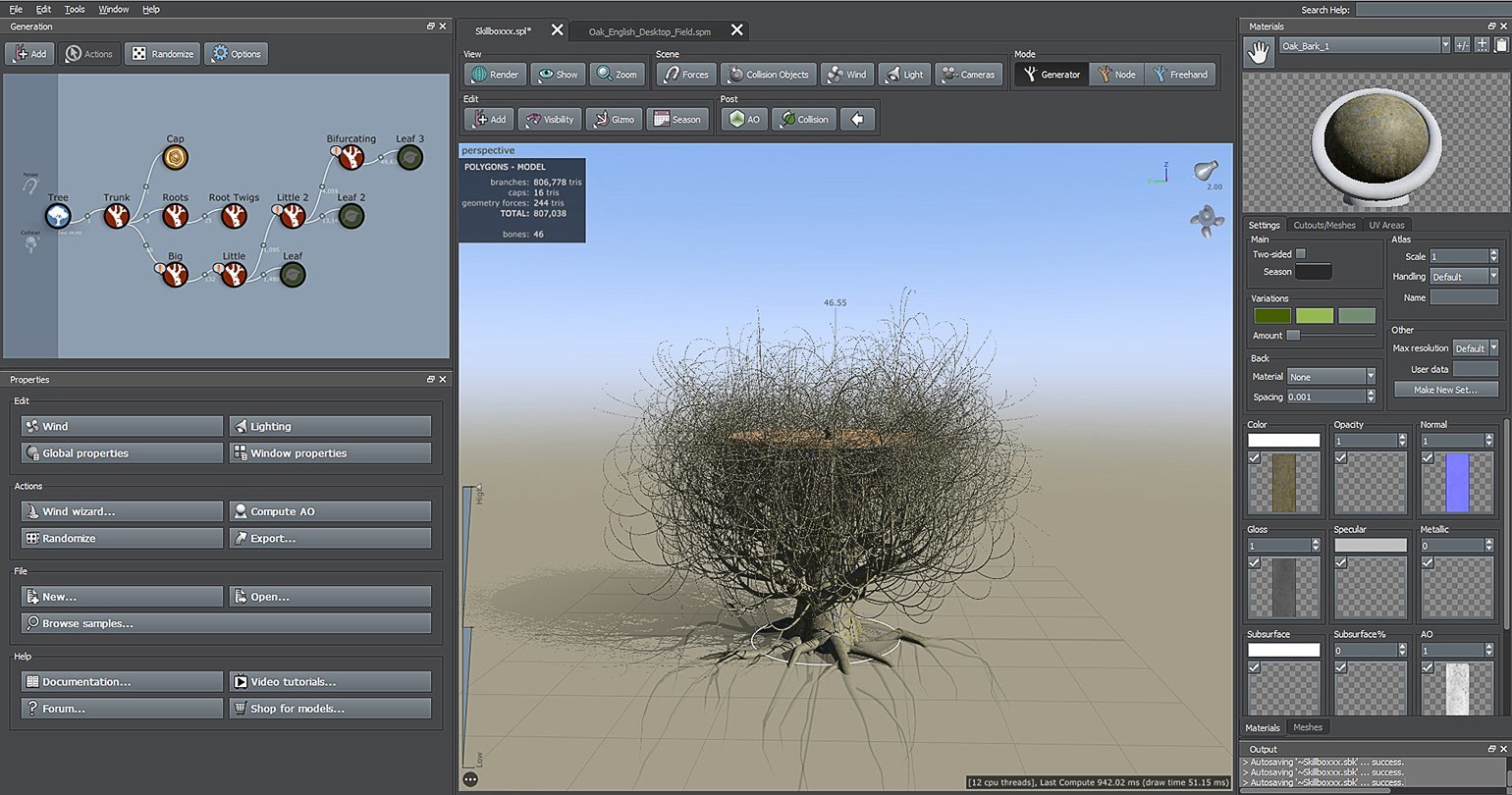 Обзор базовых возможностей SpeedTree — инструмента для создания растений в  3D / Skillbox Media