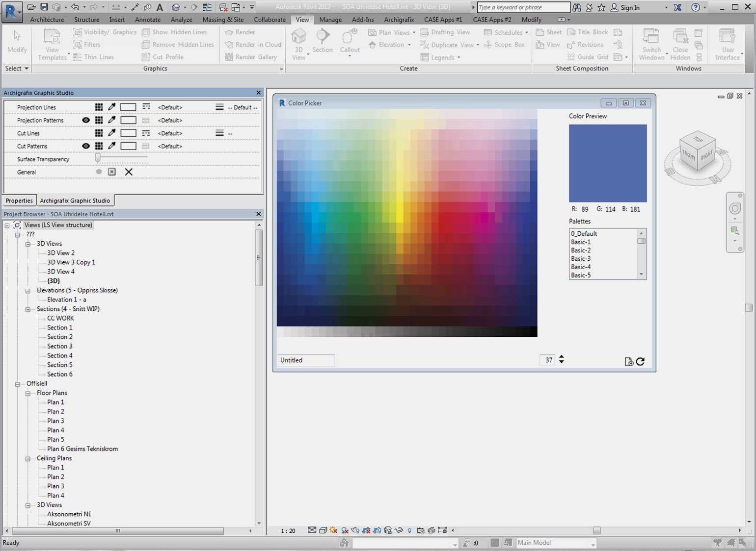 Программа для проектирования Autodesk Revit: плагин Graphic Studio для расширенных настроек цветовой палитры