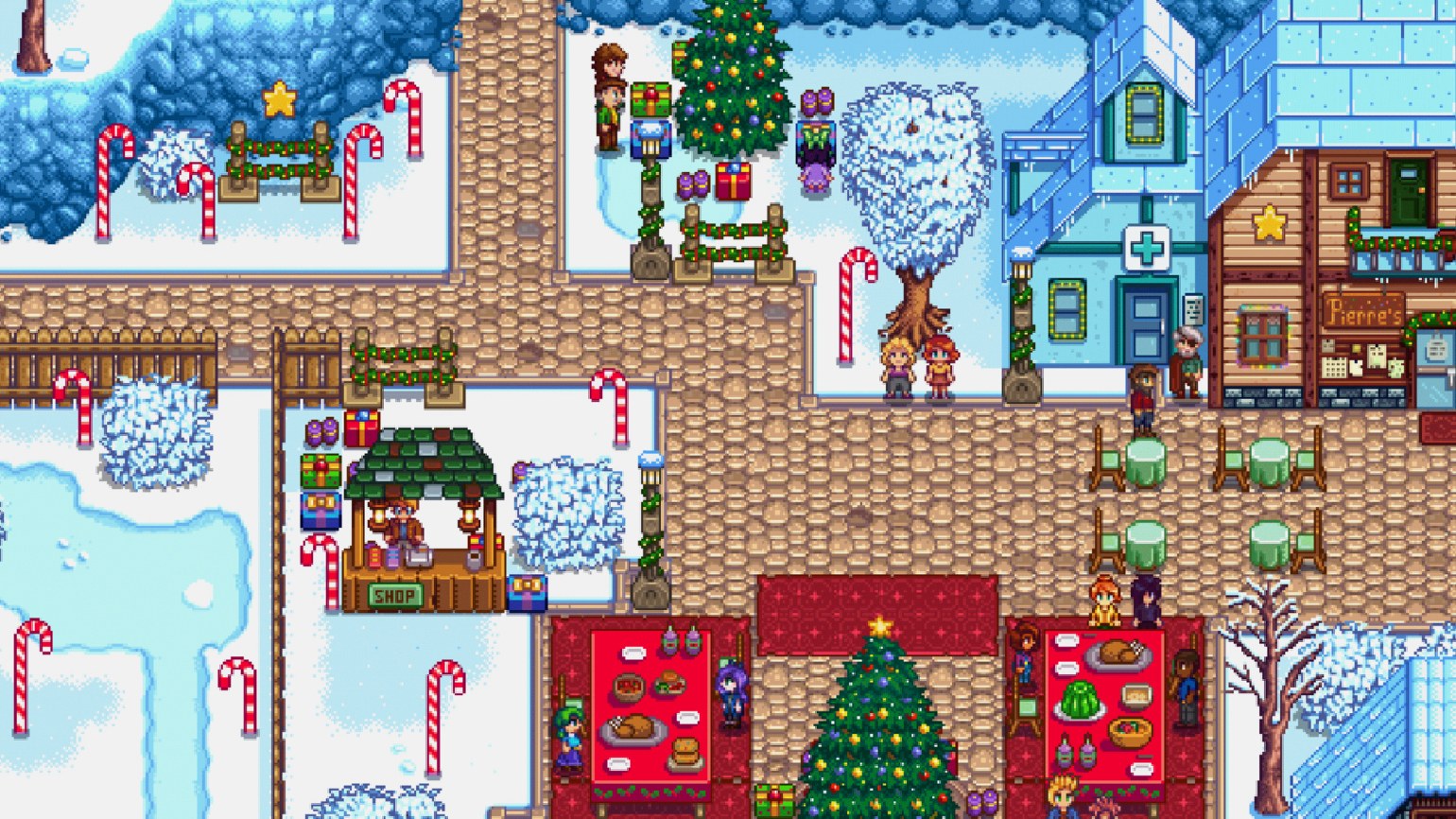 Зимняя тайна Stardew Valley. Мару Stardew Valley. Stardew Valley Feast of the Winterstar. Стардью Валли подарки для жителей.