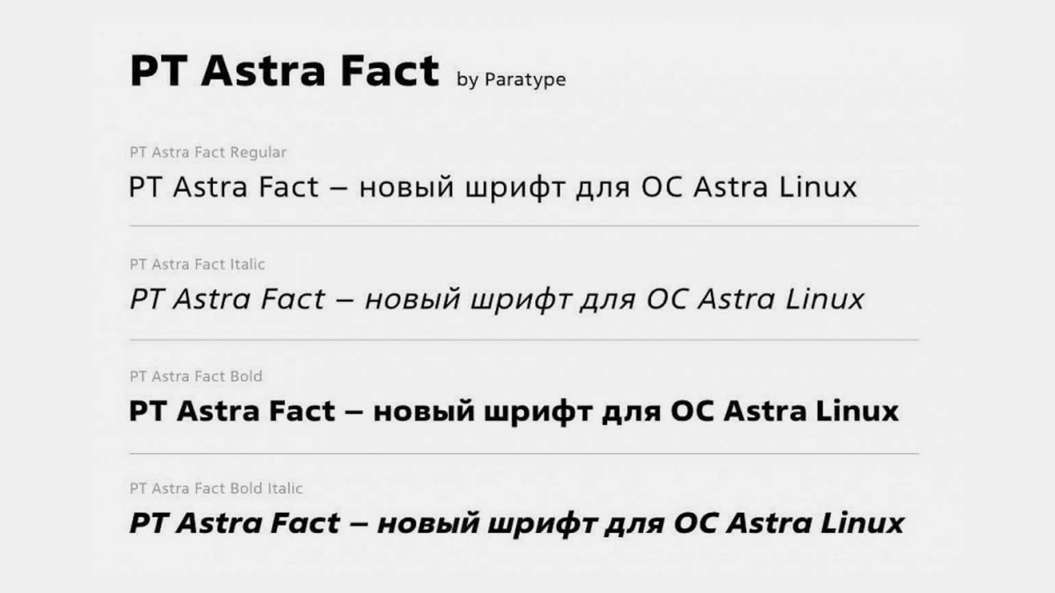 Пример использования нового шрифта от Paratype PT Astra Fact